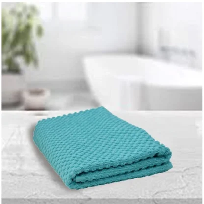 Cotton Popcorn Weave Bath Towels (Aqua Blue, Size: 28x59 In) - Image 4