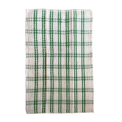 Pack Of_6 Cotton Checkered Kitchen Towel Sets (Green) - Image 3