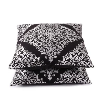 Pack Of_2 Cotton Printed Cushion Cover Sets (Black, Size: 16x16 In) - Image 3