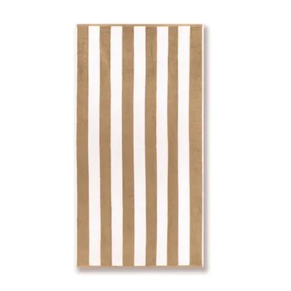 Cotton Striped Bath Towels (Beige & White, Size: 36x71 In)