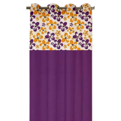 Cotton Printed Curtains (Purple, Size: 54x90 In) - Image 4