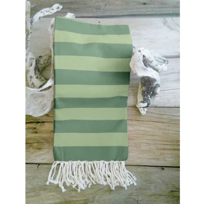 Cotton Striped Bath Towels (Green, Size: 30x59 In) - Image 4