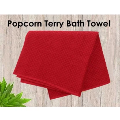 Cotton Popcorn Weave Bath Towels (Red) - Image 2