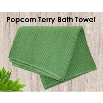 Cotton Popcorn Weave Bath Towels (Green) - Image 3