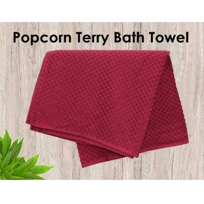 Cotton Popcorn Weave Bath Towels (Maroon) - Image 3