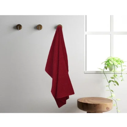 Cotton Popcorn Weave Bath Towels (Maroon) - Image 4