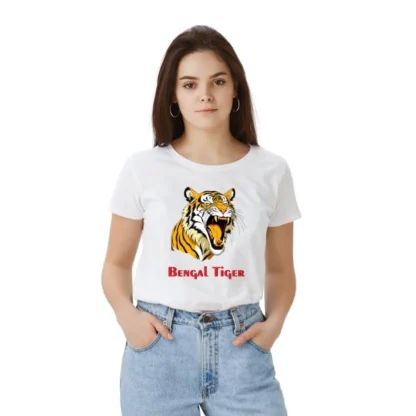 Women's Polyester Solid Printed Round Neck Half Sleeve T-shirt (White)