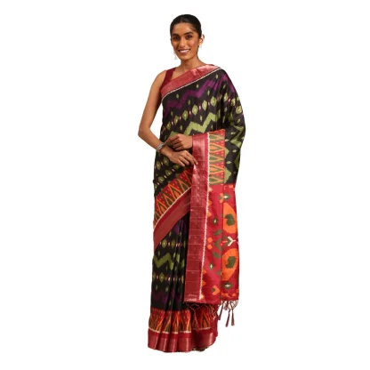 Women's Cotton Printed Saree With Unstitched Blouse 5.5Mtr (Multicolor)