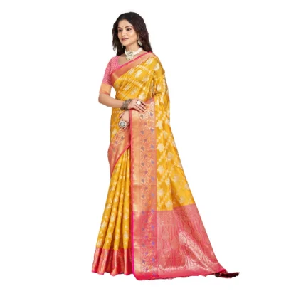 Women's Silk Woven Design Saree With Unstitched Blouse 5.5Mtr (Mustard)