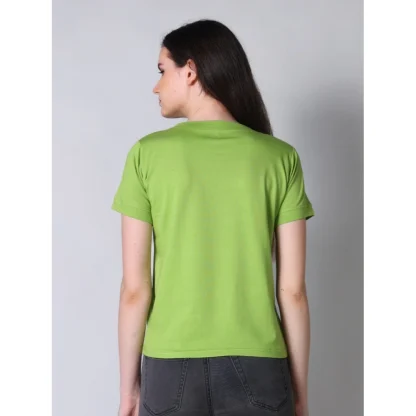 Women's Cotton Blended Solid Round Neck Half Sleeve T-Shirt (Green) - Image 4