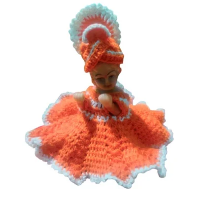 Laddu Gopal Tharad Dress Size: 0 To 6 (Orange-White)