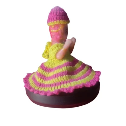 Laddu Gopal Tharad Dress Size: 0 To 6 (Pink-Yellow)