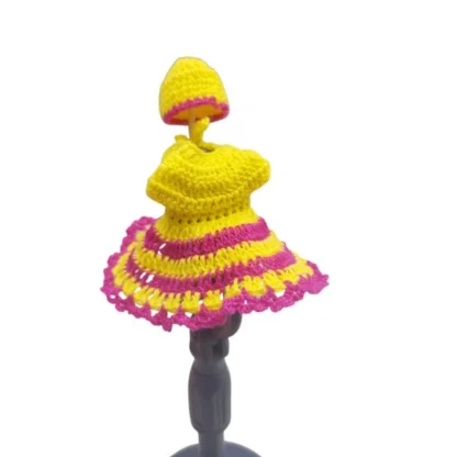 Laddu Gopal Tharad Dress Size: 0 To 6 (Yellow-Pink)