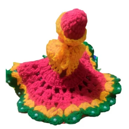 Laddu Gopal Tharad Dress Size: 0 To 6 (Red-Yellow-Green) - Image 3