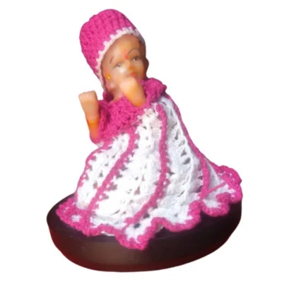 Laddu Gopal Tharad Dress Size: 0 To 6 (Pink-White)