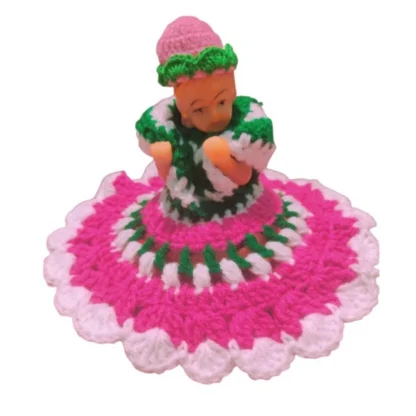 Laddu Gopal Tharad Dress Size: 0 To 6 (Pink-Green)