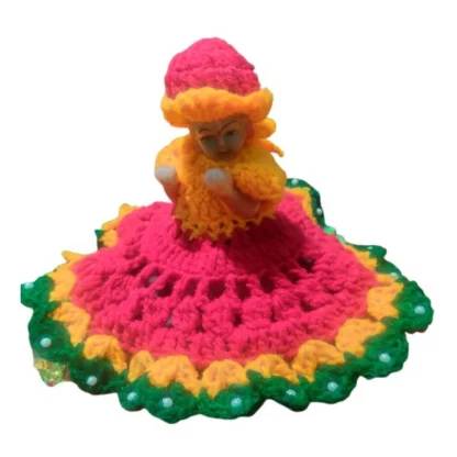 Laddu Gopal Tharad Dress Size: 0 To 6 (Red-Yellow-Green)