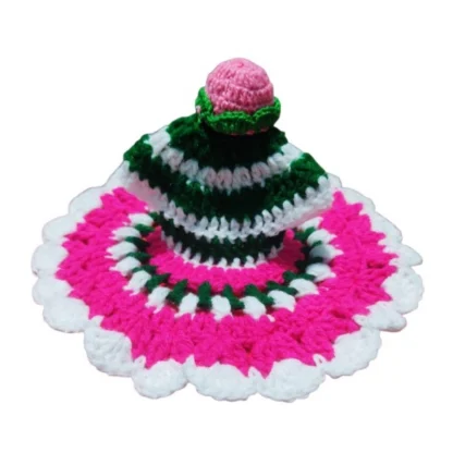 Laddu Gopal Tharad Dress Size: 0 To 6 (Pink-Green) - Image 2