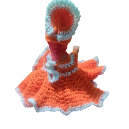 Laddu Gopal Tharad Dress Size: 0 To 6 (Orange-White) - Image 2