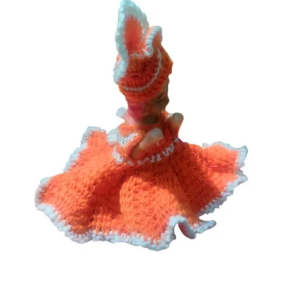 Laddu Gopal Tharad Dress Size: 0 To 6 (Orange-White) - Image 3